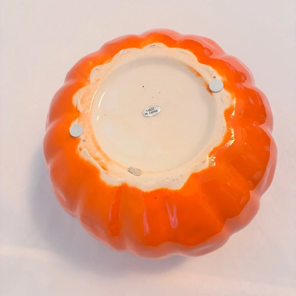 Pumpkin Vases Orange Ceramic Set Of 2